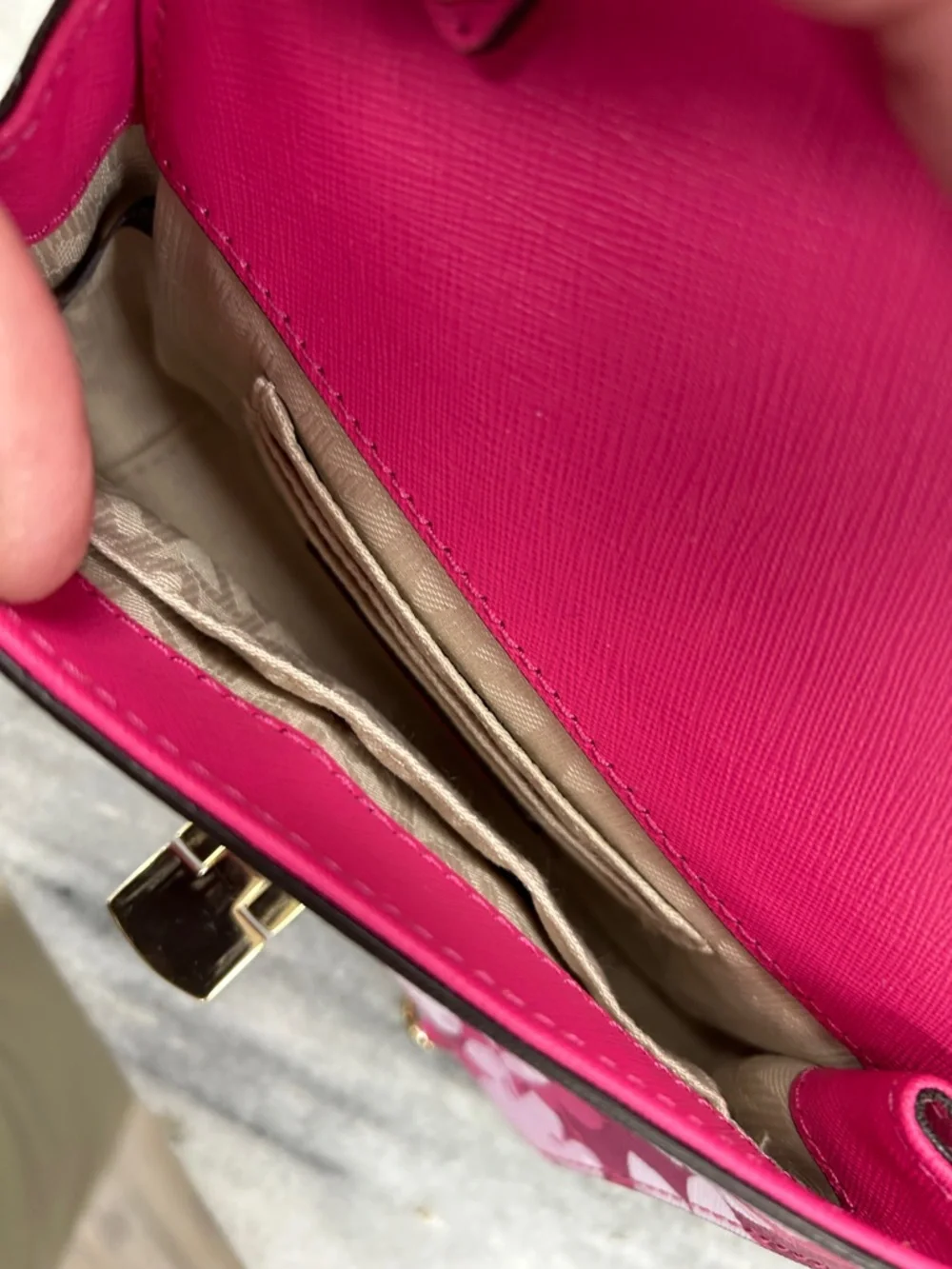 Michael Kors Pink Floral Leather Crossbody with Gold Hardware - Picture 5 of 8